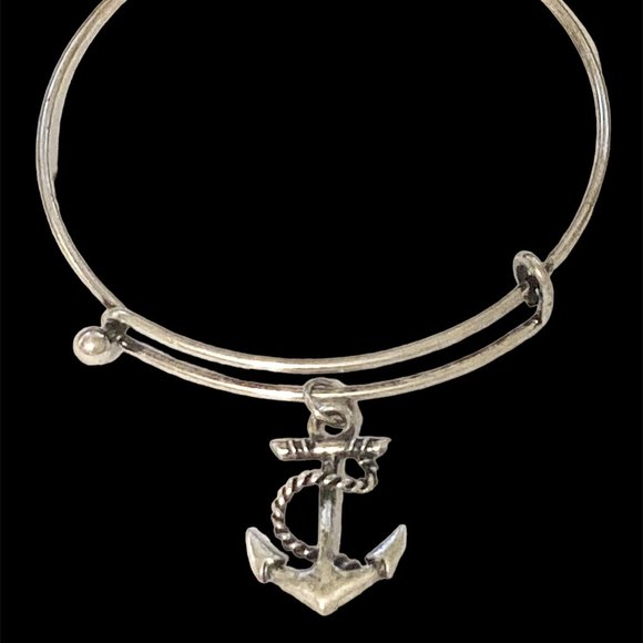 Nautical Anchor Charm Bracelet Beach Island Bangle Stackable Silver Plated 8" - Picture 2 of 12